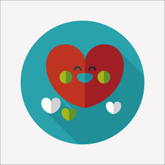 Valentine's Day love heart flat icon with long shadow,eps10