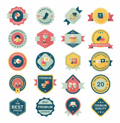 Valentine’s Day badge flat banner design background set, eps10