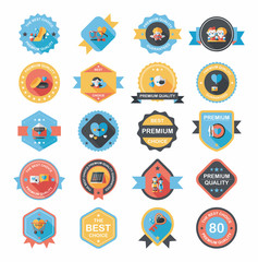 Naklejka premium Valentine’s Day badge flat banner design background set, eps10