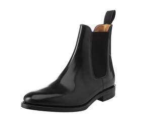 Black fashion angle boot on white background