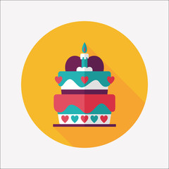 Valentine's Day cake flat icon with long shadow,eps10