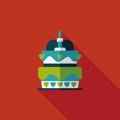 Valentine's Day cake flat icon with long shadow,eps10