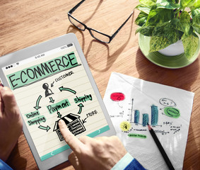 Digital Online Marketing E-Commerce Office Working Concept