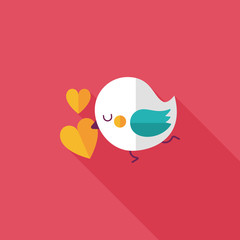 Valentine's Day lover bird flat icon with long shadow,eps10