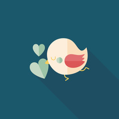 Valentine's Day lover bird flat icon with long shadow,eps10