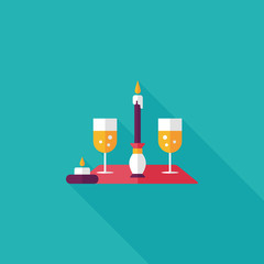 Valentine's day champagne flat icon with long shadow,eps10