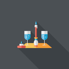 Valentine's day champagne flat icon with long shadow,eps10