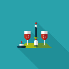 Valentine's day champagne flat icon with long shadow,eps10