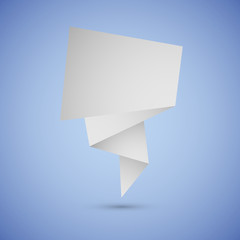 Abstract origami speech background on blue background