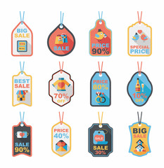 Valentine’s Day tag banner flat design background set, eps10