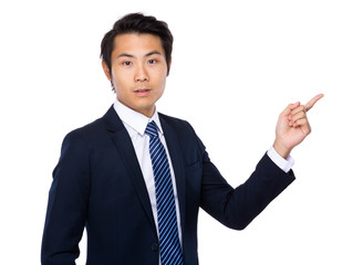Businessman with finger point up