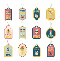 Christmas tag flat banner background set,eps10