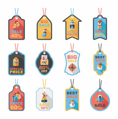 Christmas tag flat banner background set,eps10