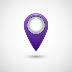 Icon pointer for map purple color on a gray background