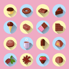 Chocolate icons flat