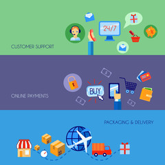 Shopping e-commerce banner set flat