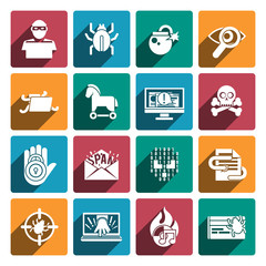 Hacker icons white set