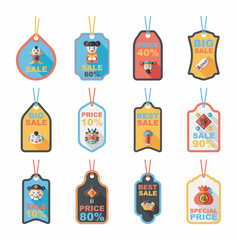 Chinese New Year tag flat banner background set, eps10