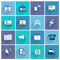 Media icons flat set