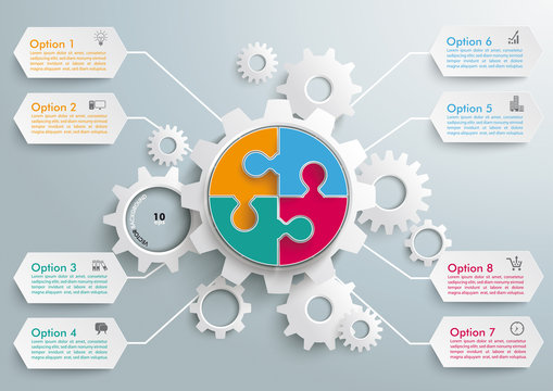 Gear Machine 8 Options Circle Puzzle