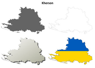 Kherson blank outline map set