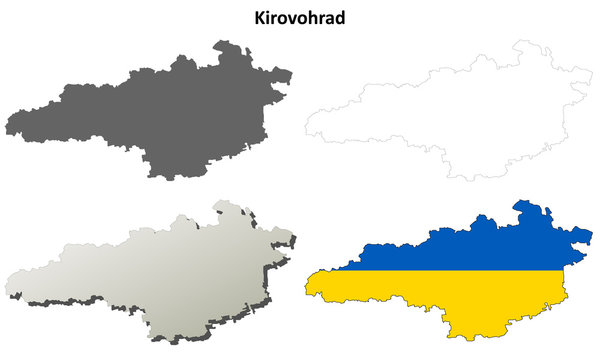 Kirovohrad blank outline map set