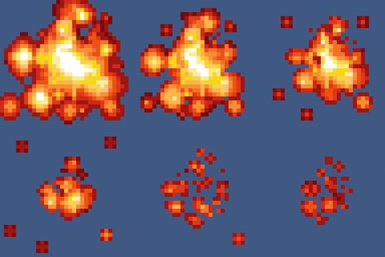 8-Bit Pixel-art Explosion Animation Frames