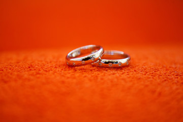 Stylish wedding rings. Details of the wedding day.