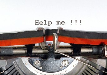 help me written with black ink with the typewriter