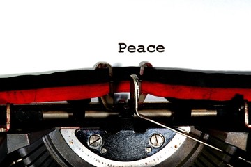Peace written with black ink with the typewriter