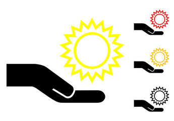 Pictograma mano con sol con varios colores © teracreonte