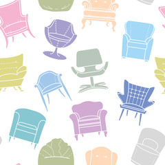 Seamless  pattern of armchairs
