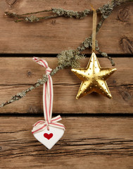 Christmas decoration over wooden background