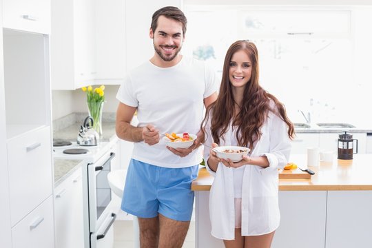 Young couple having a healthy breakfast