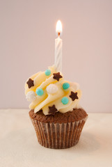 Birthday Cupcake with blue sweets