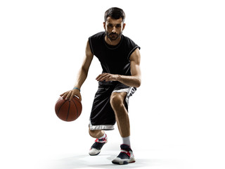 Basketball player in action isolated on white