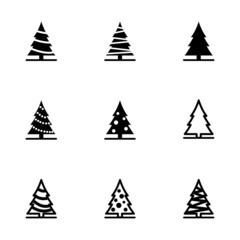 Vector black christmas tree icon set - 73461520
