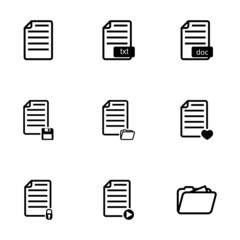 Vector black documents icon set