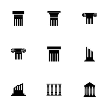Vector black column icon set
