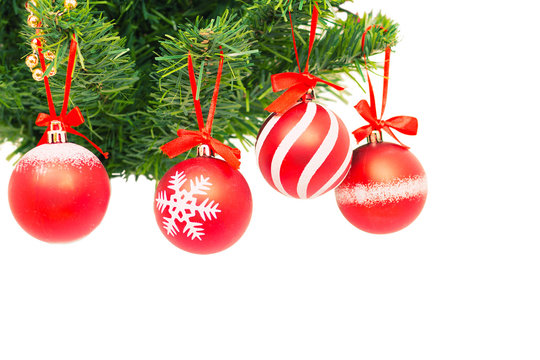 Christmas tree, new year, red balloons, Santa Claus