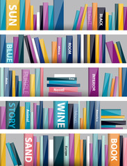 Book shelf. Plastic illustration. Vector.