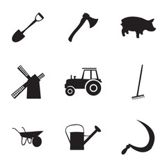 Vector black farming icons set