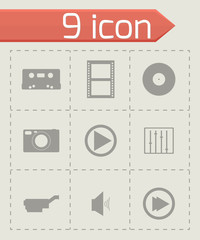 Vector black media icons set