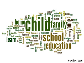 Vector conceptual child education word cloud