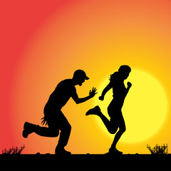Vector silhouette of couple.