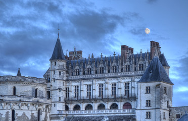 Fototapeta na wymiar Amboise Castle with The Moon Above