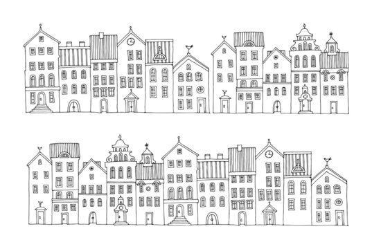 Hand drawing houses, vector