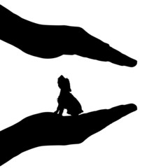 Vector silhouette of hands.