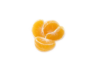 Slices of mandarin isolated on white background
