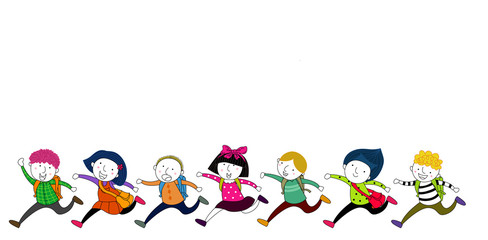 Fototapeta premium School children running